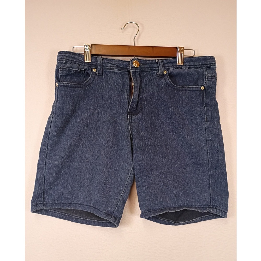 Classic Victoria Jeans Womens 10 Dark Wash Denim Bermuda Shorts Stretch Blue